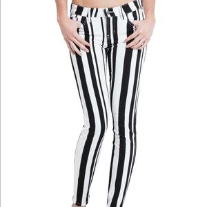 New Guess Marciano Britney Striped Denim Skinny Leggings 30